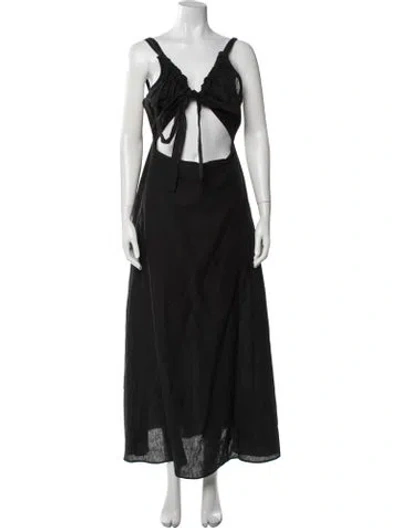 Pre-owned Bondi Born Linen Long Dress W/ Tags In Black