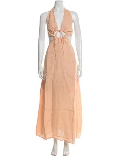 Pre-owned Bondi Born Linen Long Dress W/ Tags In Neutral