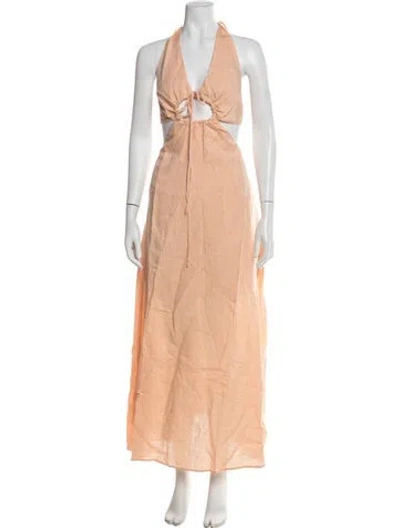 Pre-owned Bondi Born Linen Long Dress W/ Tags In Neutral