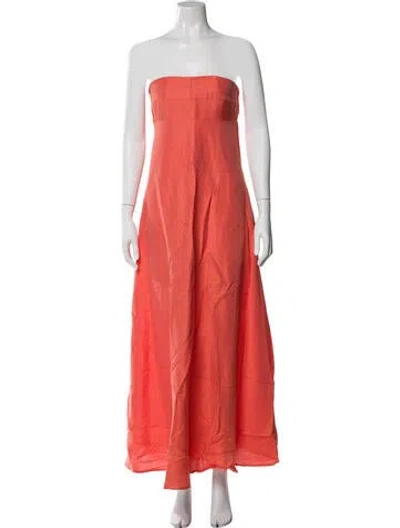 Pre-owned Bondi Born Linen Long Dress W/ Tags In Orange