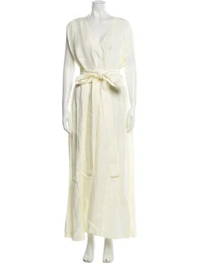 Pre-owned Bondi Born Linen Long Dress W/ Tags In Yellow