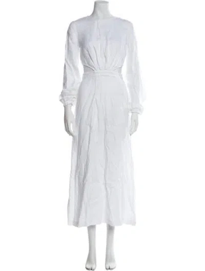 Pre-owned Bondi Born Linen Long Dress In White