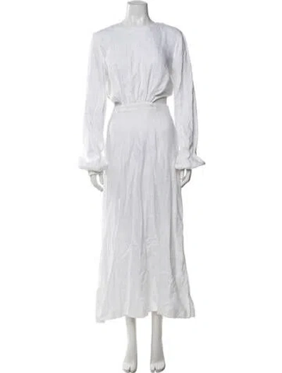 Pre-owned Bondi Born Linen Long Dress In White