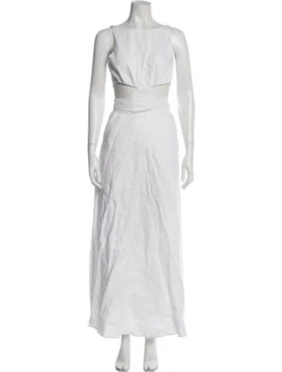 Pre-owned Bondi Born Linen Long Dress In White
