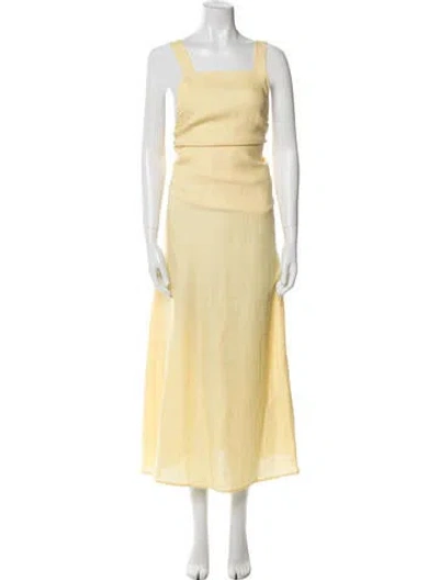 Pre-owned Bondi Born Linen Long Dress In Yellow