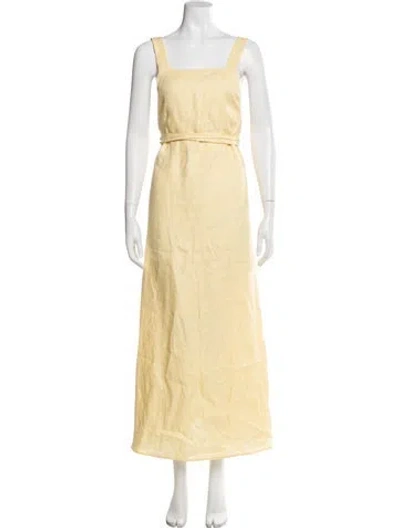 Pre-owned Bondi Born Linen Long Dress In Yellow
