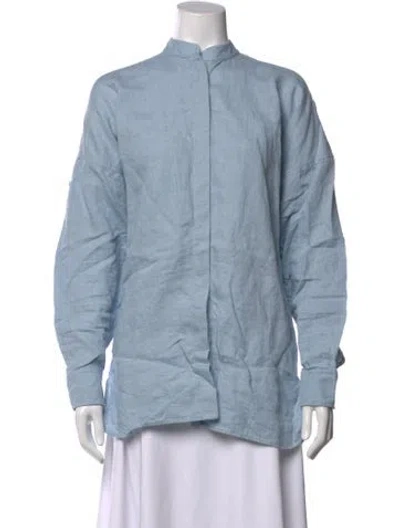 Pre-owned Bondi Born Linen Long Sleeve Top In Blue