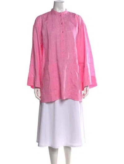 Pre-owned Bondi Born Linen Long Sleeve Tunic In Pink