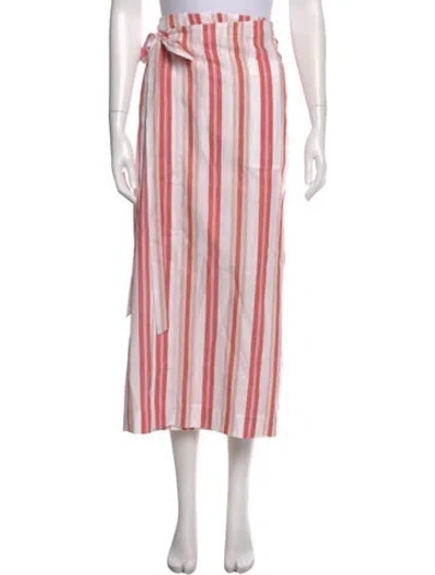 Pre-owned Bondi Born Linen Midi Length Skirt In Pink