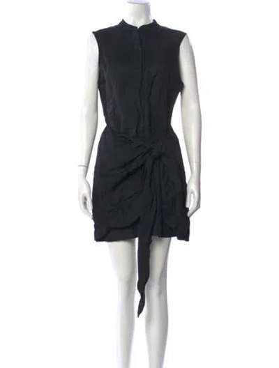 Pre-owned Bondi Born Linen Mini Dress In Black