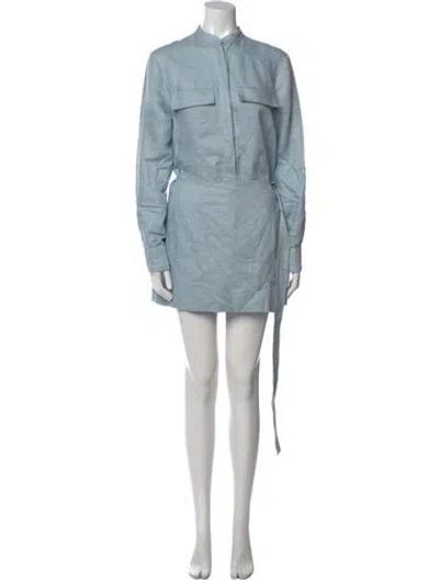Pre-owned Bondi Born Linen Mini Dress In Blue