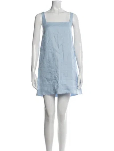 Pre-owned Bondi Born Linen Mini Dress In Blue
