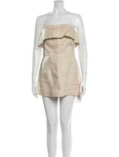 Pre-owned Bondi Born Linen Mini Dress In Neutral