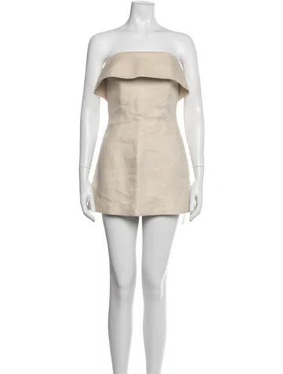 Pre-owned Bondi Born Linen Mini Dress In Neutral