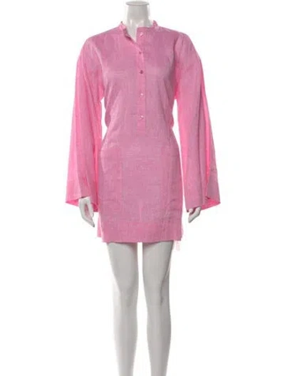 Pre-owned Bondi Born Linen Mini Dress In Pink