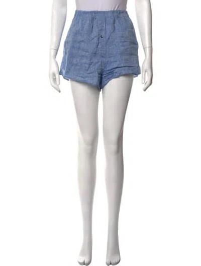 Pre-owned Bondi Born Linen Mini Shorts In Blue