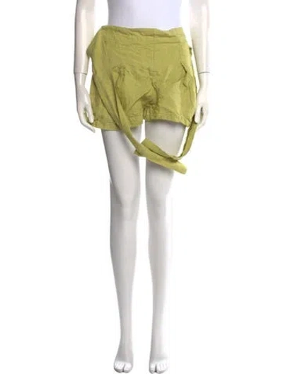 Pre-owned Bondi Born Linen Mini Shorts In Green
