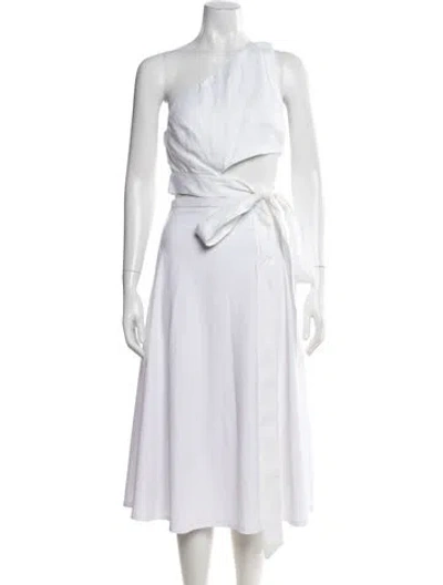 Pre-owned Bondi Born Linen One-shoulder Crop Top W/ Tags In Neutral