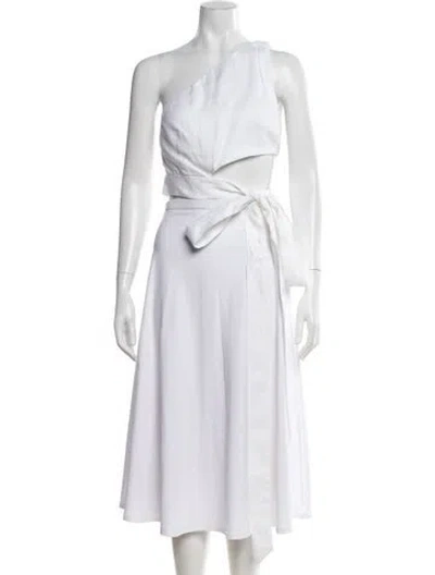 Pre-owned Bondi Born Linen One-shoulder Crop Top W/ Tags In Neutral