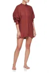 Bondi Born Linen Relaxed Everywhere Shirt In Terracotta In Brown