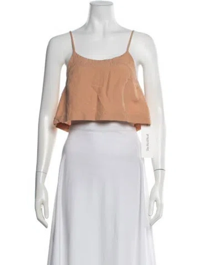 Pre-owned Bondi Born Linen Scoop Neck Crop Top In Neutral