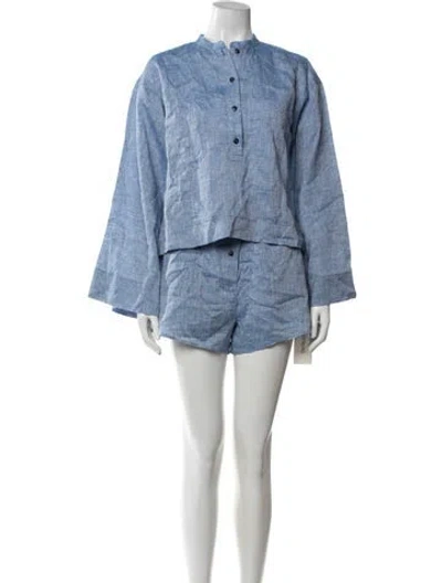 Pre-owned Bondi Born Linen Short Set In Blue