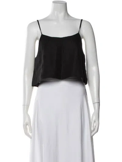 Pre-owned Bondi Born Linen Square Neckline Crop Top In Black
