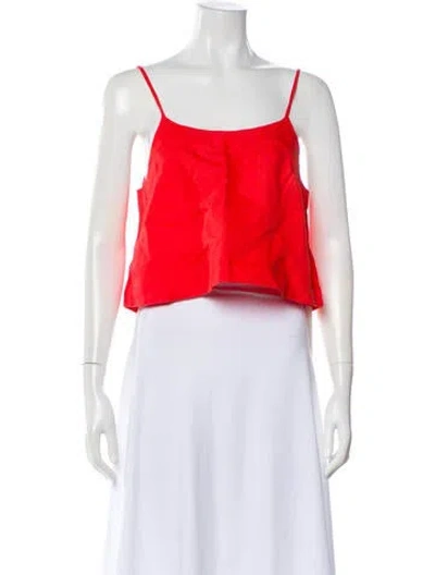 Pre-owned Bondi Born Linen Square Neckline Crop Top In Red