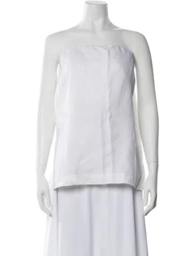 Pre-owned Bondi Born Linen Strapless Top In White