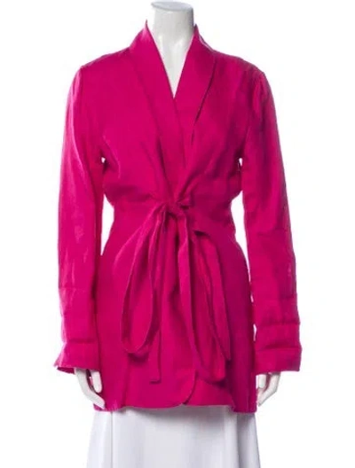 Pre-owned Bondi Born Linen Trench Coat In Pink