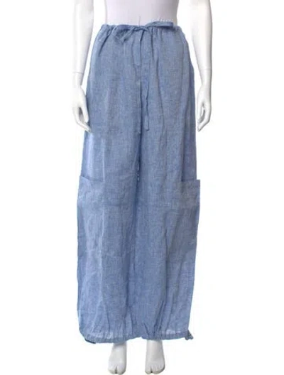 Pre-owned Bondi Born Linen Wide Leg Pants In Blue