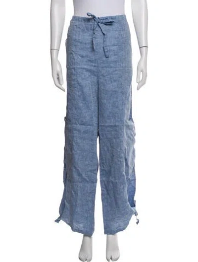 Pre-owned Bondi Born Linen Wide Leg Pants In Blue