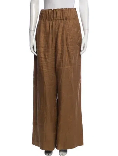 Pre-owned Bondi Born Linen Wide Leg Pants In Brown