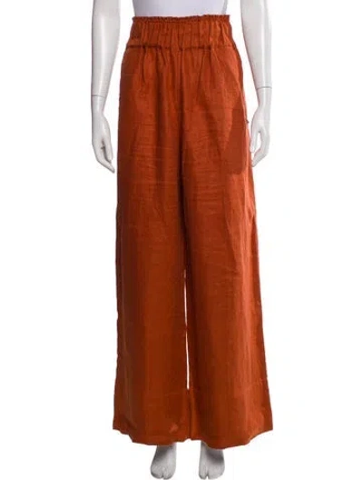 Pre-owned Bondi Born Linen Wide Leg Pants In Orange