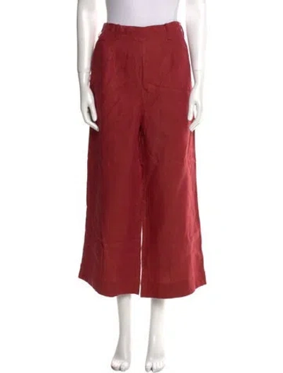 Pre-owned Bondi Born Linen Wide Leg Pants In Red
