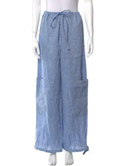 Pre-owned Bondi Born Linen Wide Leg Pants W/ Tags In Blue