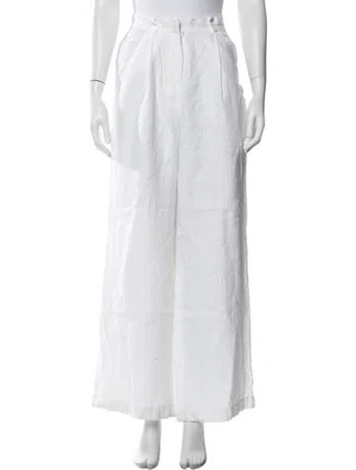Pre-owned Bondi Born Linen Wide Leg Pants In White