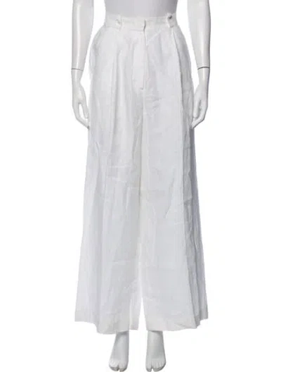 Pre-owned Bondi Born Linen Wide Leg Pants In White