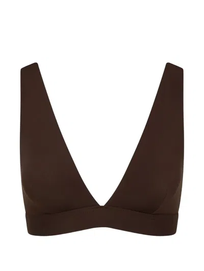 Bondi Born Lya Plunge-neck Bikini Top In Brown