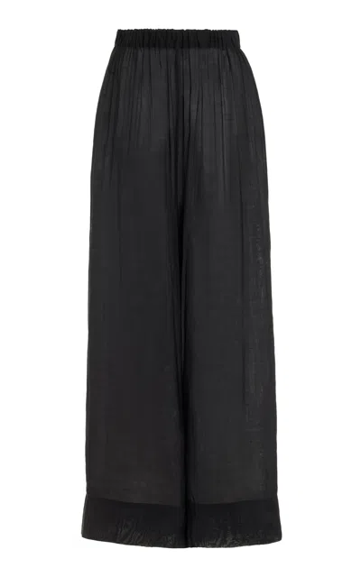 Bondi Born Mali Sheer Chiffon Wide-leg Pants In Black