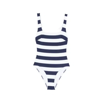 Bondi Born Margot Striped Swimsuit In Blue