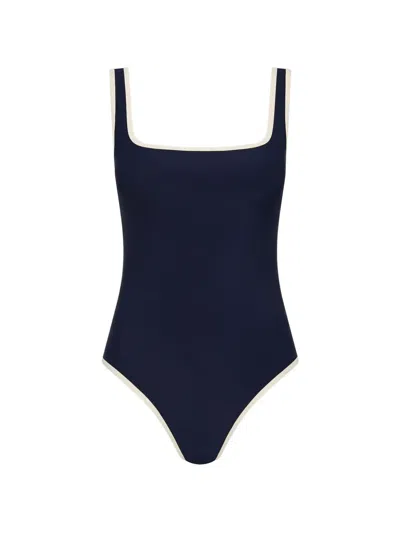 Bondi Born Mckenna Contrast-trim Swimsuit In Blue