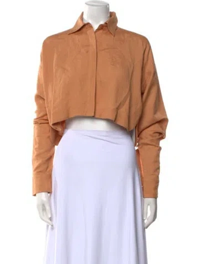 Pre-owned Bondi Born Mock Neck Long Sleeve Crop Top In Orange