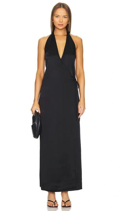 Bondi Born Nara Halter Maxi Dress In Black