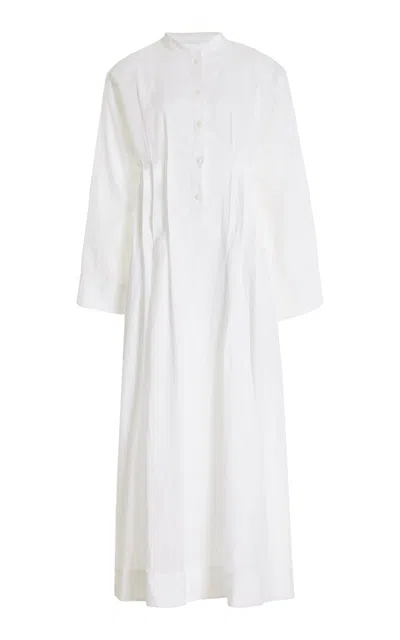 Bondi Born Nikko Pleated Organic Linen Maxi Dress In White