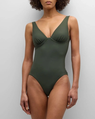 Bondi Born Nimah Underwire One-piece Swimsuit In Moss