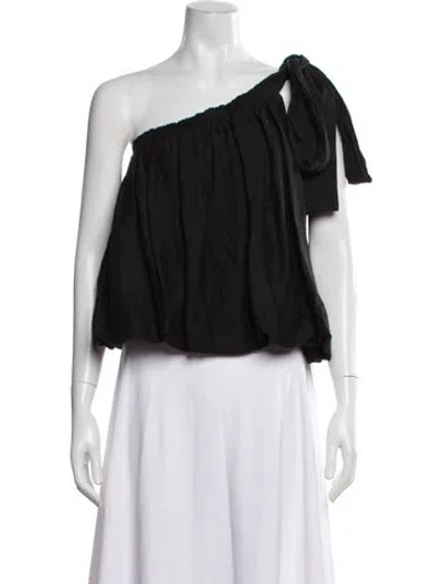 Pre-owned Bondi Born One-shoulder Sleeveless Crop Top In Black