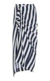 Bondi Born Orta Draped Striped Silk Crepe De Chine Skirt