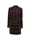 Bondi Born Orta Silk Wrap Mini Dress In Mocha Stripe In Multi