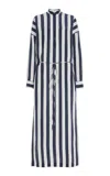 Bondi Born Orta Striped Silk Crepe De Chine Maxi Shirt Dress